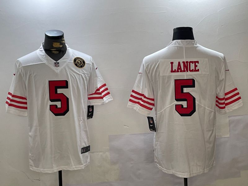 Men San Francisco 49ers #5 Lance White Second generation 2024 Nike Limited NFL Jersey style 2